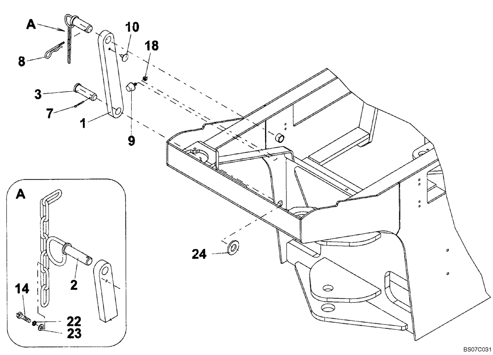 Схема запчастей Case SV212 - (12-001-00[08]) - CHASSIS - ARTICULATED JOINT LOCK (GROUP 487) (ND126691) (09) - CHASSIS/ATTACHMENTS