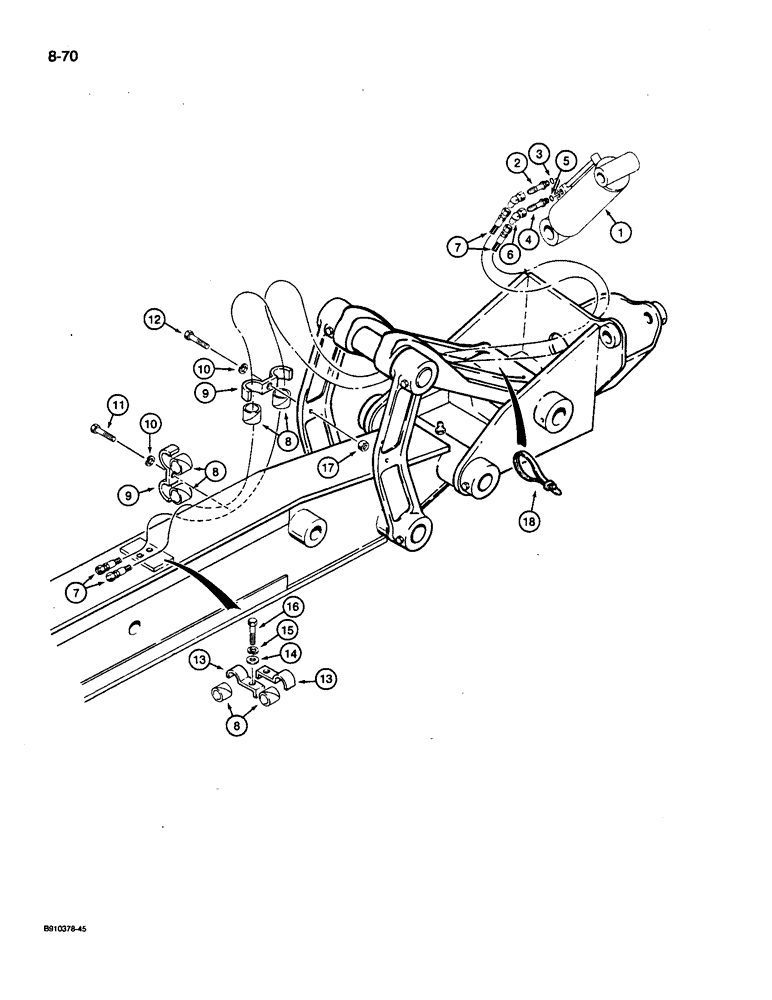 Схема запчастей Case 1085C - (8-070) - WRIST-O-TWIST HYDRAULIC CIRCUIT (08) - HYDRAULICS