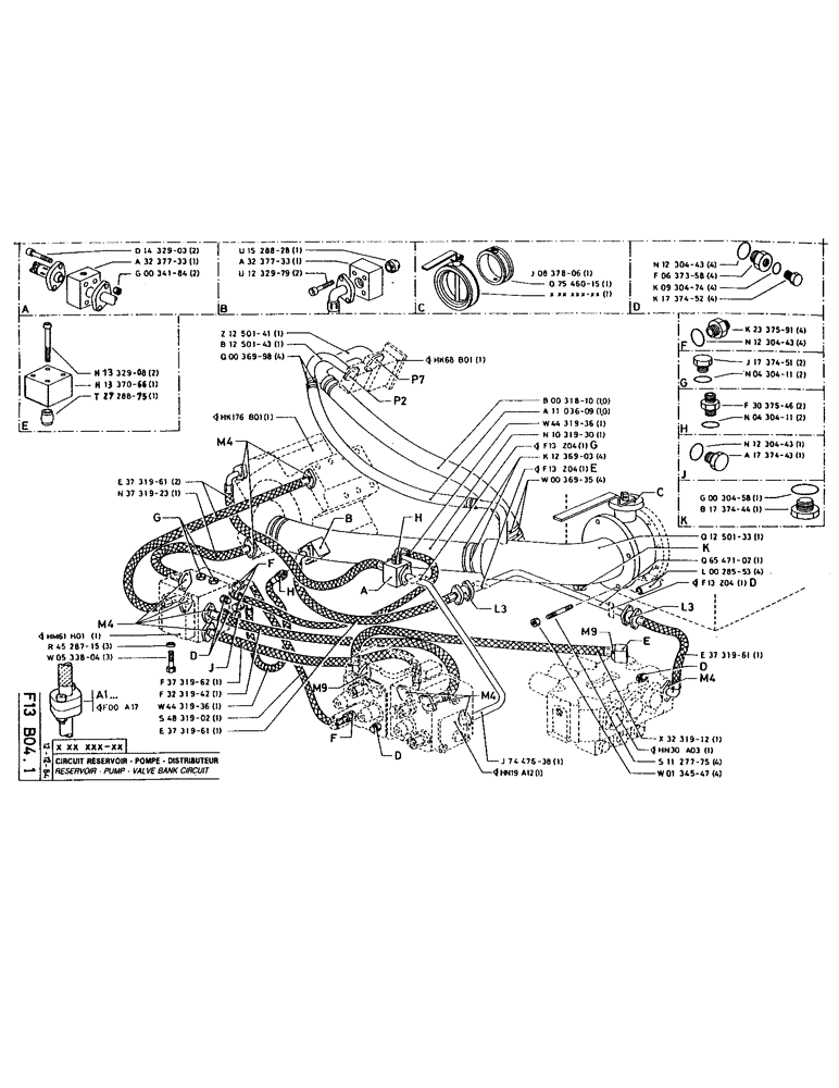 Схема запчастей Case 220 - (103) - RESERVOIR-PUMP-VALVE BANK CIRCUIT (07) - HYDRAULIC SYSTEM