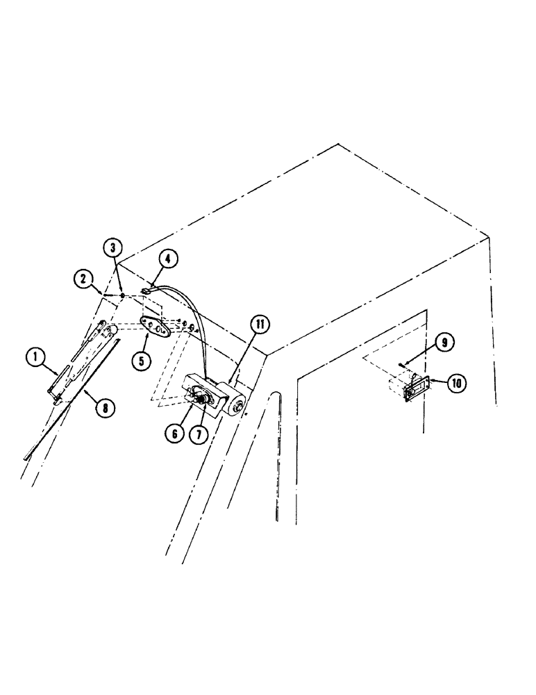 Схема запчастей Case 880B - (100) - CAB AND ATTACHING PARTS, (WINDSHIELD WIPER), (USED ON UNITS W/PIN 6201601 THRU 6201876) (05) - UPPERSTRUCTURE CHASSIS