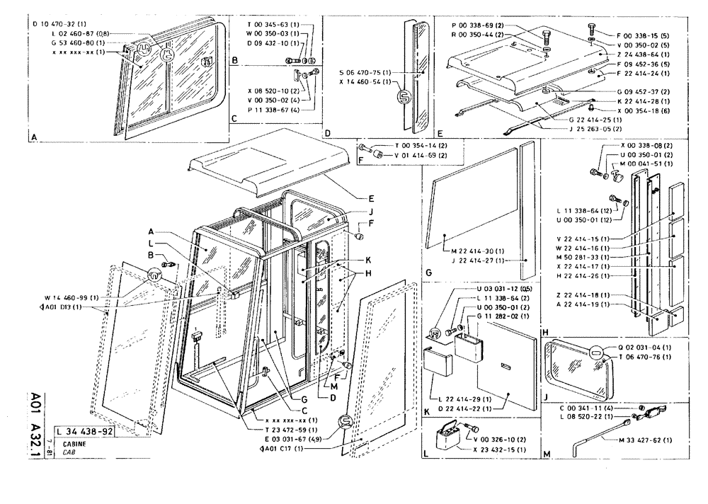 Схема запчастей Case 75C - (A01 A32.1) - CAB (05) - UPPERSTRUCTURE CHASSIS