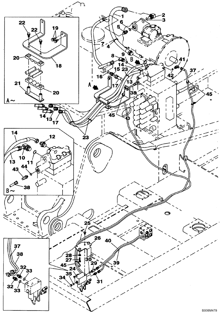 Схема запчастей Case CX240B - (08-039) - HYDRAULICS, AUXILIARY - SECOND ACTING CIRCUIT, HAND OPERATED (08) - HYDRAULICS