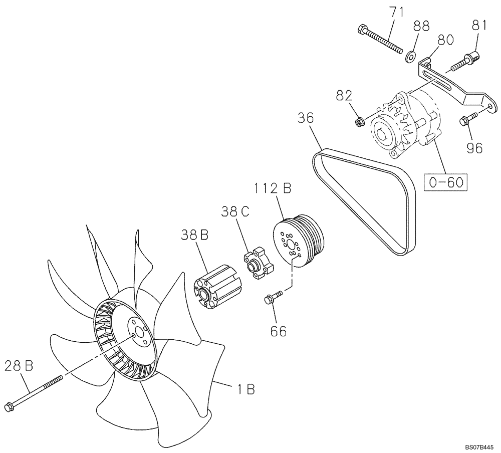 Схема запчастей Case CX160B - (02-27) - BELT AND VENTILATOR - FAN GUARD (02) - ENGINE