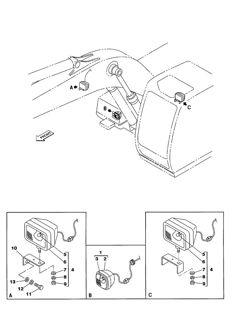 Схема запчастей Case CX350 - (04-029-00[01]) - LAMP, WORK (05) - STEERING