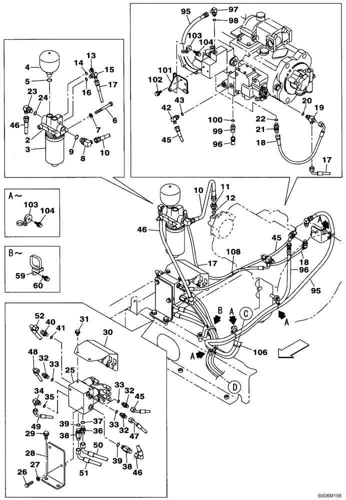 Схема запчастей Case CX290B - (08-23) - HYDRAULICS - PILOT PRESSURE, RETURN LINES (08) - HYDRAULICS