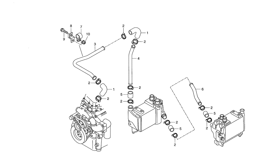 Схема запчастей Case 340 - (04A02000635[001]) - ENGINE COOLING SYSTEM - WATER CIRCUIT (87451028) (01) - ENGINE