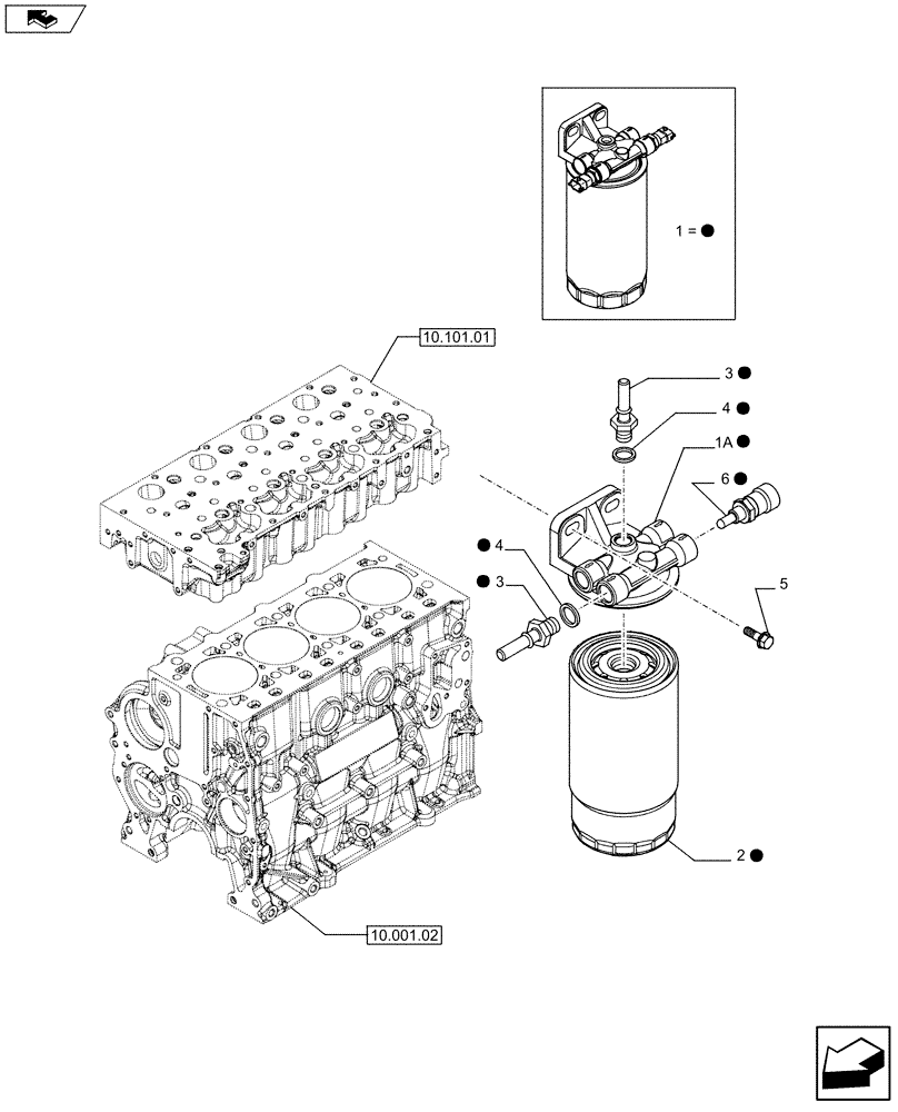 Схема запчастей Case F5HFL413B A002 - (10.206.01) - FUEL FILTER (504389026) (10) - ENGINE