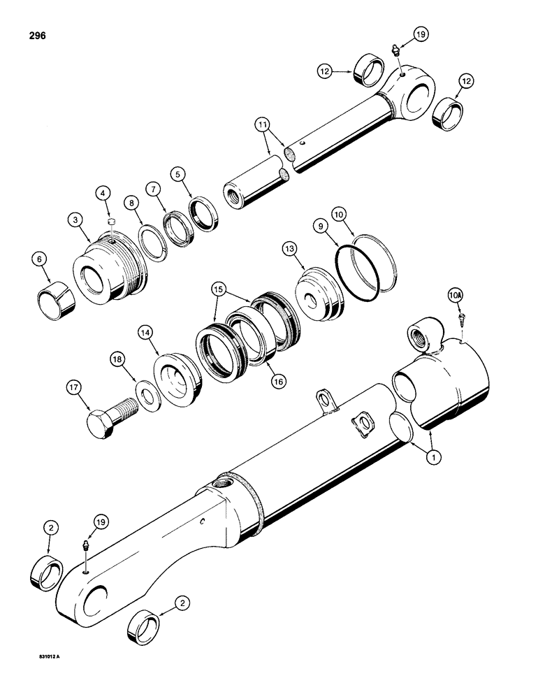 Схема запчастей Case 1150D - (296) - G104587 LOADER BUCKET CYLINDER (08) - HYDRAULICS