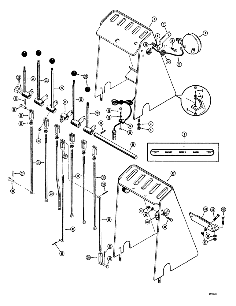 Схема запчастей Case 33S - (028) - INDIVIDUAL LEVER BACKHOE CONTROL (FOOT SWING) 