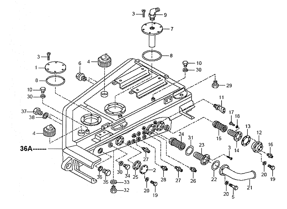 Схема запчастей Case 340 - (43A00000802[001]) - STEERING SYSTEM - HYDRAULIC CIRCUIT - TANK PARTS (87367880) (09) - Implement / Hydraulics / Frame / Brakes