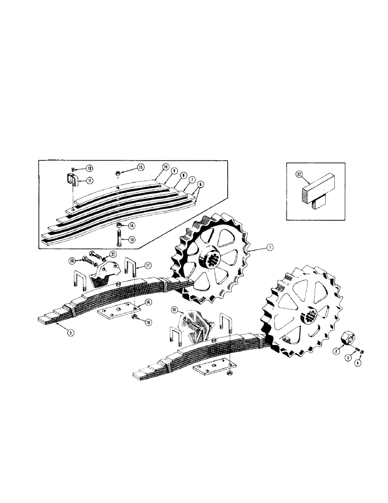 Схема запчастей Case 310 - (058) - SPROCKET AND LEAF SPRING, D10887 SPRING SUSPENSION KIT (04) - UNDERCARRIAGE