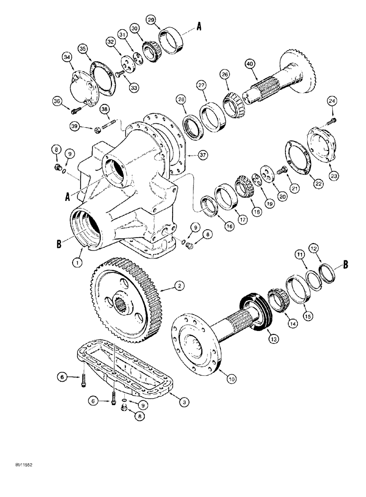 Схема запчастей Case 550G - (6-18) - TRANSMISSION ASSEMBLY, FINAL DRIVE, 64 INCH GAUGE LONG TRACK MODELS (03) - TRANSMISSION