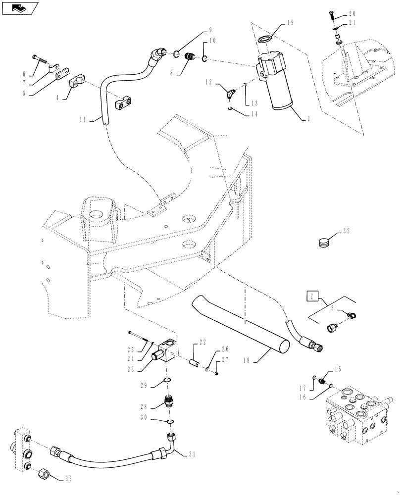 Схема запчастей Case 621F - (41.200.AO) - STEERING LINES PRESURE AND RETURN STANDARD (41) - STEERING