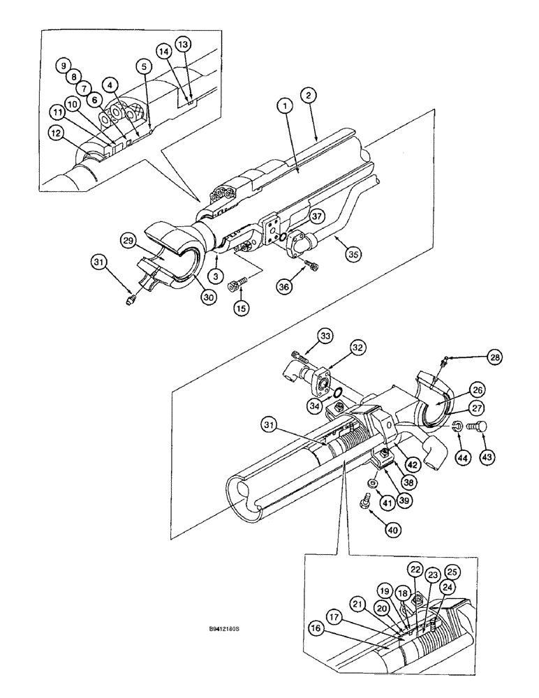 Схема запчастей Case 9040B - (8-183A) - BUCKET CYLINDER, MODELS WITH LONG REACH (08) - HYDRAULICS