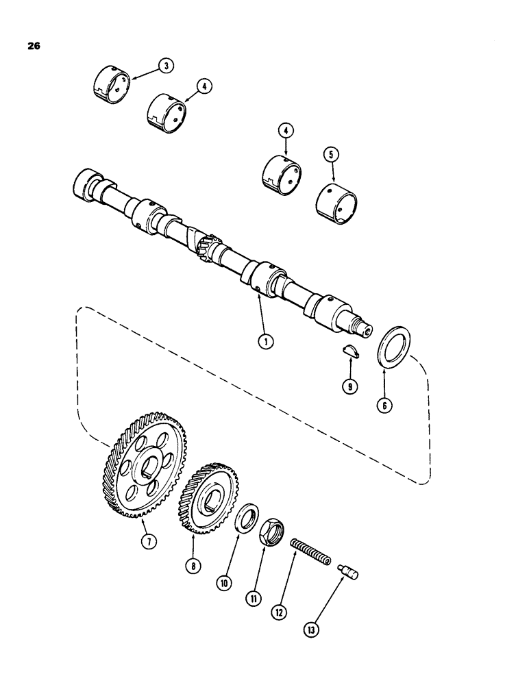 Схема запчастей Case 855C - (026) - CAMSHAFT, 336BD AND 336BDT DIESEL ENGINES (01) - ENGINE