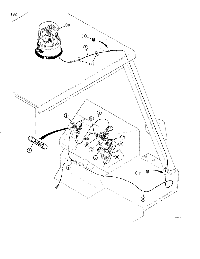 Схема запчастей Case 480C - (132) - ROTATING BEACON AND CIRCUIT, BEFORE TRACTOR SERIAL NUMBER 8967053 (55) - ELECTRICAL SYSTEMS