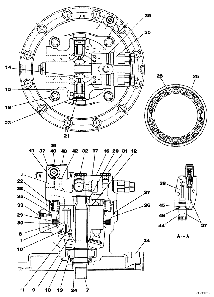 Схема запчастей Case CX350B - (08-54) - SWING HYDRAULIC MOTOR (08) - HYDRAULICS