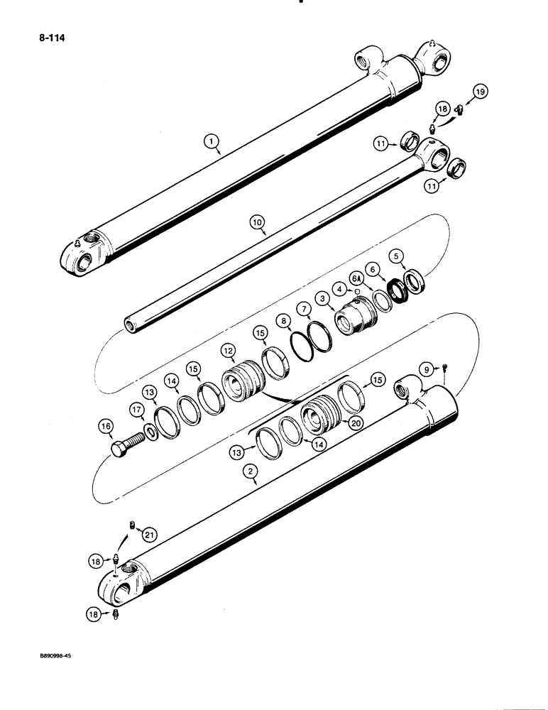 Схема запчастей Case 480E LL - (8-114) - G101206, G101207 AND G110483 LOADER LIFT CYLINDERS (08) - HYDRAULICS