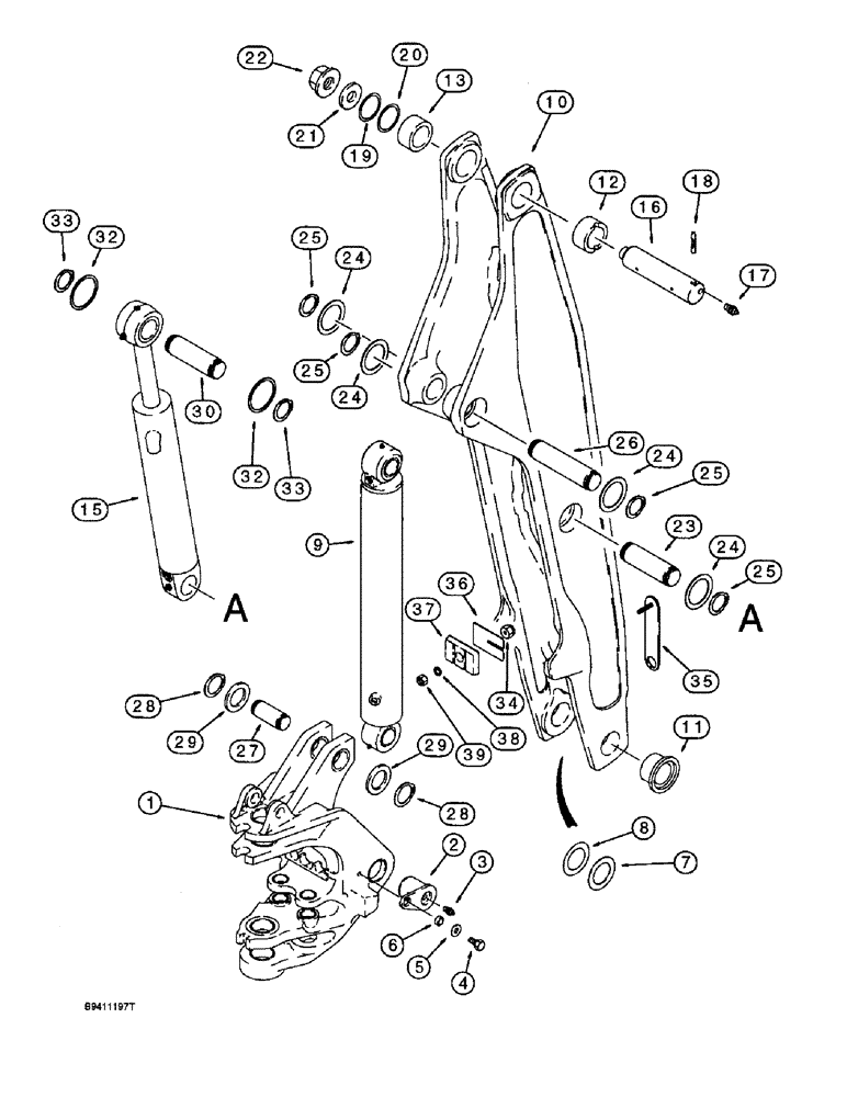 Схема запчастей Case 570LXT - (9-036) - BACKHOE SWING TOWER AND BOOM (09) - CHASSIS/ATTACHMENTS