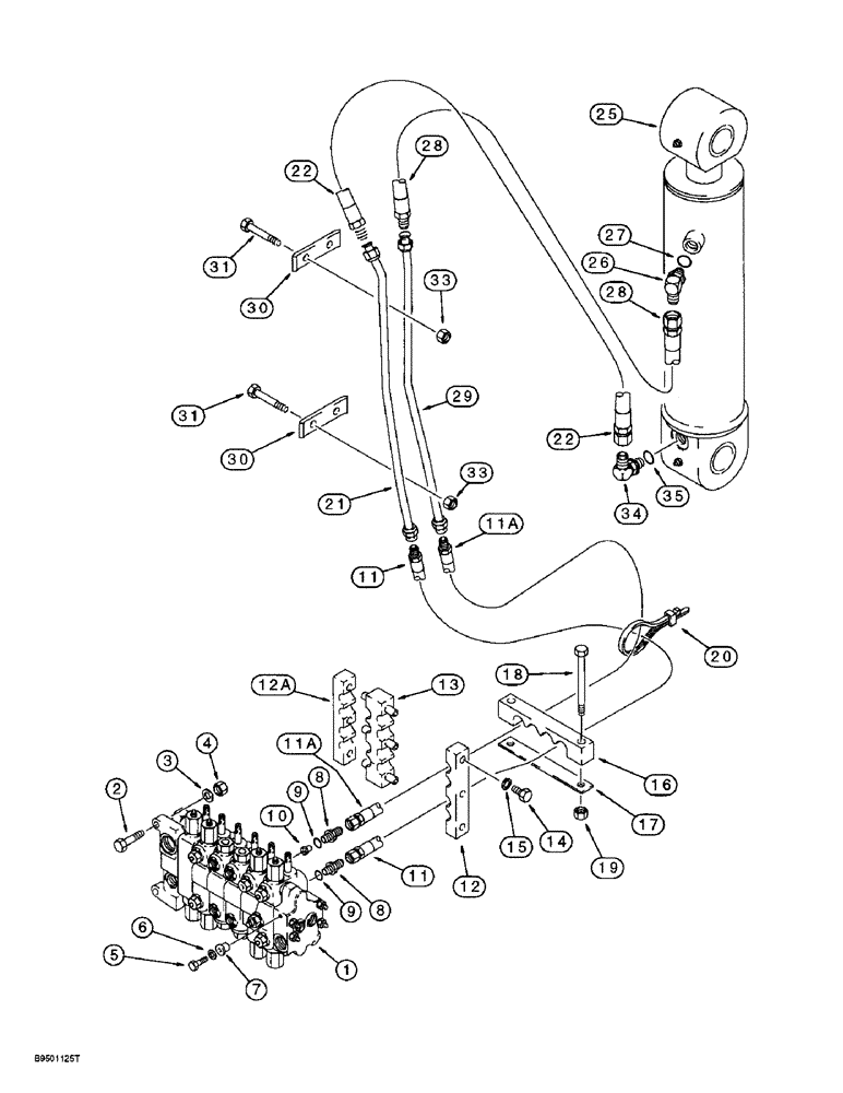 Схема запчастей Case 590L - (8-026) - BACKHOE DIPPER CYLINDER HYDRAULIC CIRCUIT (08) - HYDRAULICS