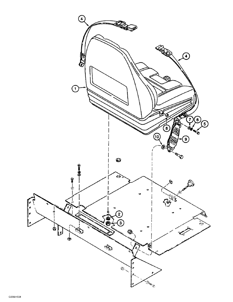 Схема запчастей Case 585E - (9-136) - DELUXE SEAT MOUNTING AND SEAT BELTS (09) - CHASSIS/ATTACHMENTS