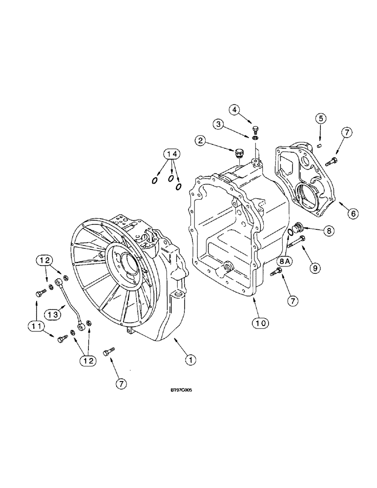 Схема запчастей Case 580L - (6-034) - TRANSMISSION ASSEMBLY, TRANSMISSION HOUSING - TWO WHEEL DRIVE (06) - POWER TRAIN