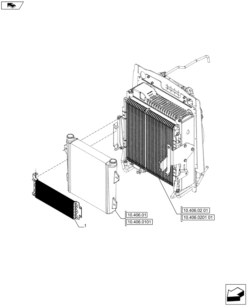 Схема запчастей Case 590SN - (10.216.03) - VAR - 442082, 423000, 747853, 747854, 747855 - COOLER (10) - ENGINE