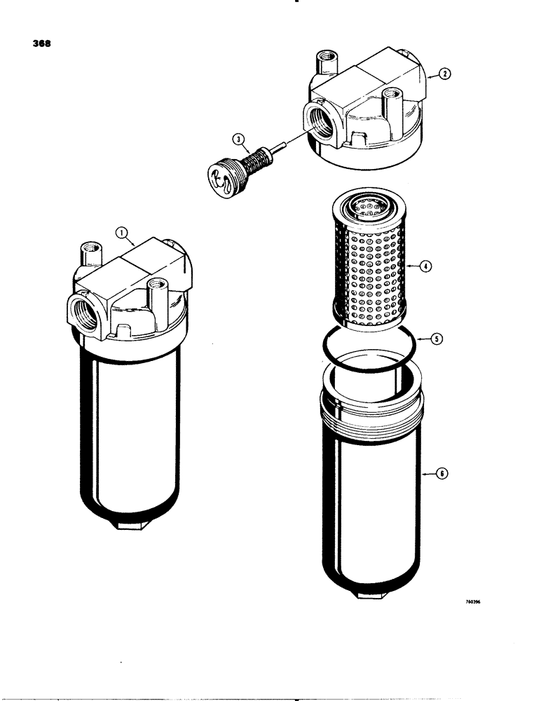 Схема запчастей Case 580C - (368) - D73910 AND D84789 HYDRAULIC OIL FILTERS (08) - HYDRAULICS