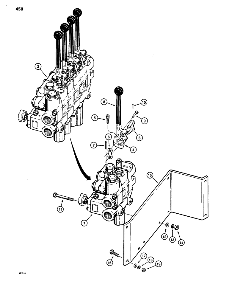 Схема запчастей Case 480D - (450) - THREE-POINT HITCH CONTROLS (37) - HITCHES, DRAWBARS & IMPLEMENT COUPLINGS