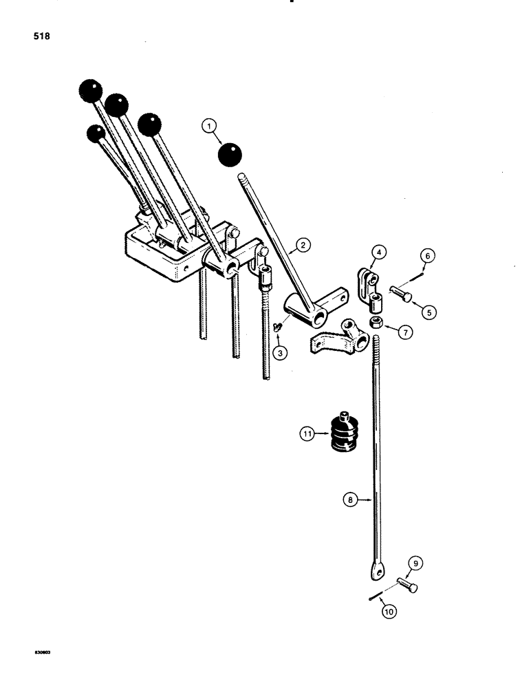 Схема запчастей Case 580E - (518) - BACKHOE EXTENDABLE DIPPER CONTROL, FOOT SWING MODELS (09) - CHASSIS/ATTACHMENTS