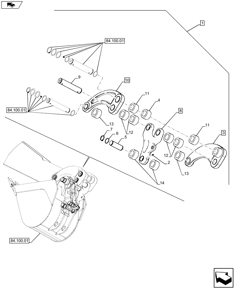 Схема запчастей Case 580SN - (88.084.01[03]) - DIA KIT, CONVERSION FROM STANDARD LINKS TO QUICK COUPLER - C7361 (88) - ACCESSORIES