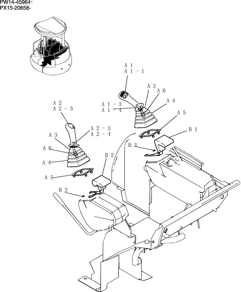 Схема запчастей Case CX36B - (124-17[1]) - GRIP ASSEMBLY (05) - SUPERSTRUCTURE