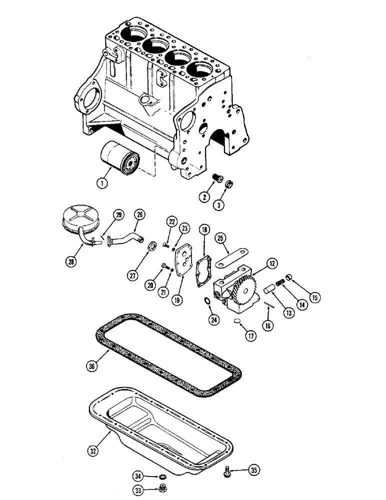 Схема запчастей Case 1700-SERIES - (046) - OIL FILTER, 188 DIESEL ENGINE (10) - ENGINE