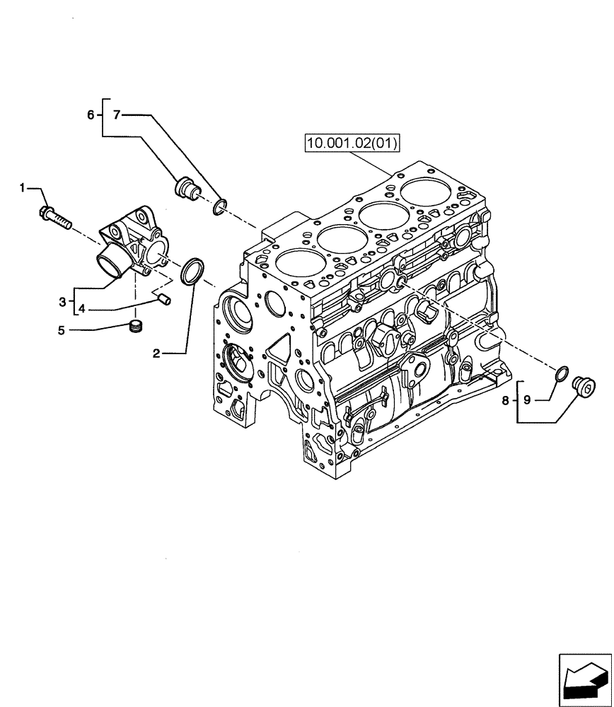 Схема запчастей Case 580SN - (10.400.03) - COOLING SYSTEM - ENGINE (580SN, 580SN WT, 590SN) (10) - ENGINE