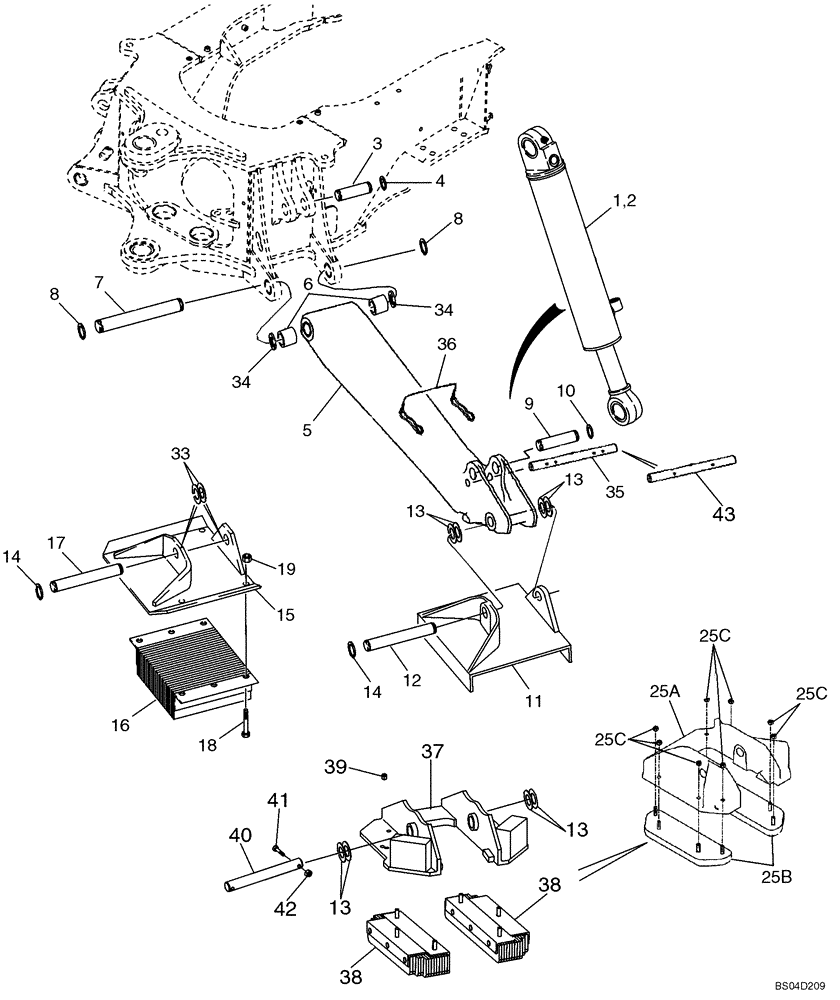 Схема запчастей Case 590SM - (09-21) - BACKHOE - STABILIZERS, PLATES AND PADS (09) - CHASSIS/ATTACHMENTS