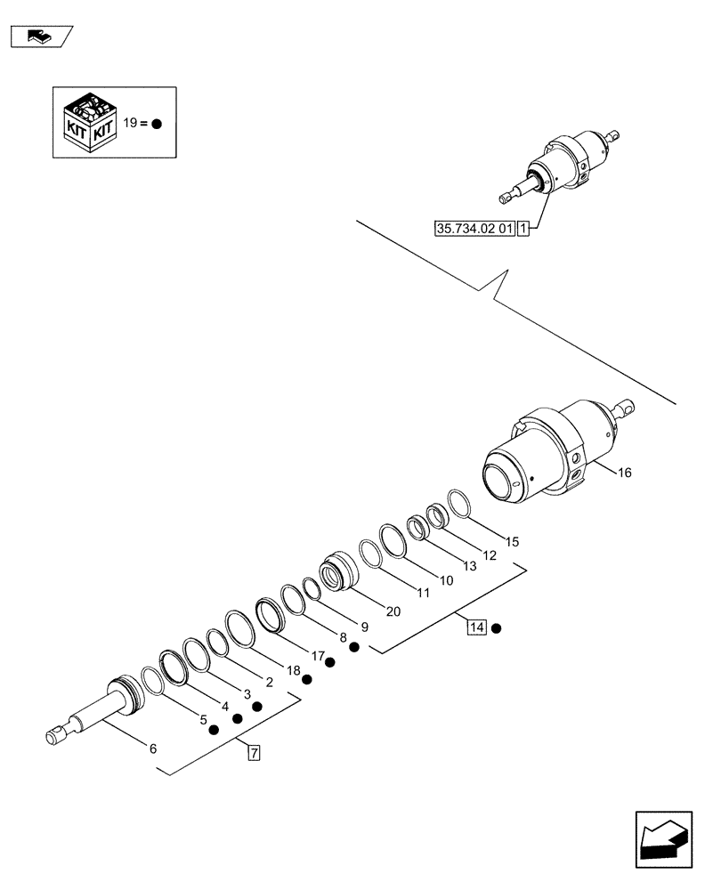 Схема запчастей Case 580SN WT - (35.734.02[02]) - VAR - 442017 - BACKHOE BUCKET, COUPLING, HYDRAULIC CYLINDER (35) - HYDRAULIC SYSTEMS