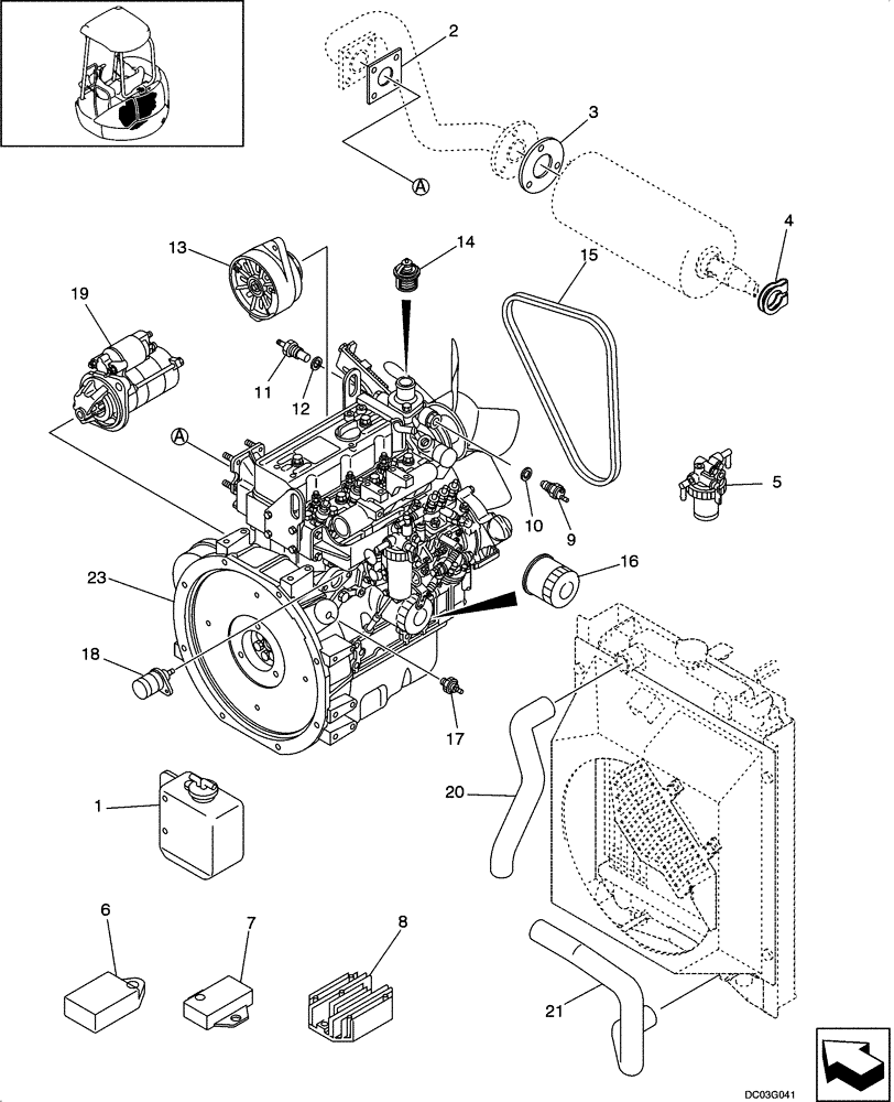 Схема запчастей Case CX25 - (02-02[00]) - ENGINE ASSY (02) - ENGINE