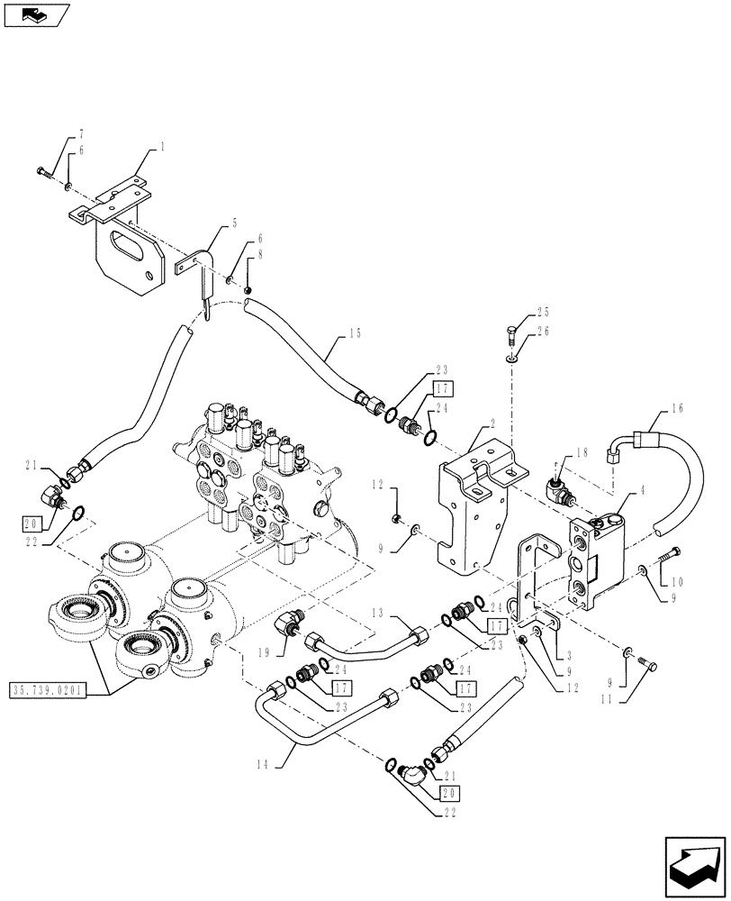 Схема запчастей Case 580SN WT - (35.726.31) - VALVE INSTALL - SWING CUSHION (DAMPENING) (35) - HYDRAULIC SYSTEMS