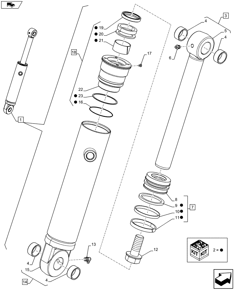 Схема запчастей Case 580SN WT - (35.723.04) - VAR - 742433, 747863 - LOADER BUCKET, CYLINDER, COMPONENTS (35) - HYDRAULIC SYSTEMS