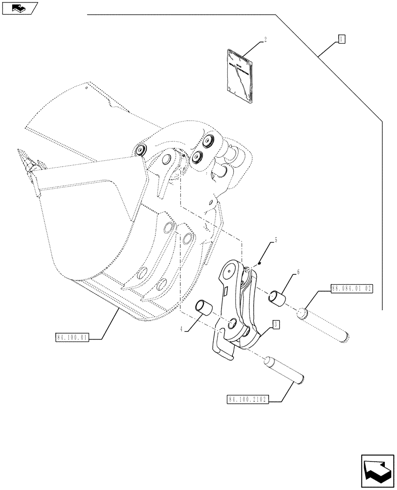 Схема запчастей Case 580SN - (88.084.01[01]) - DIA KIT, CONVERSION FROM STANDARD LINKS TO QUICK COUPLER - C7361 (88) - ACCESSORIES