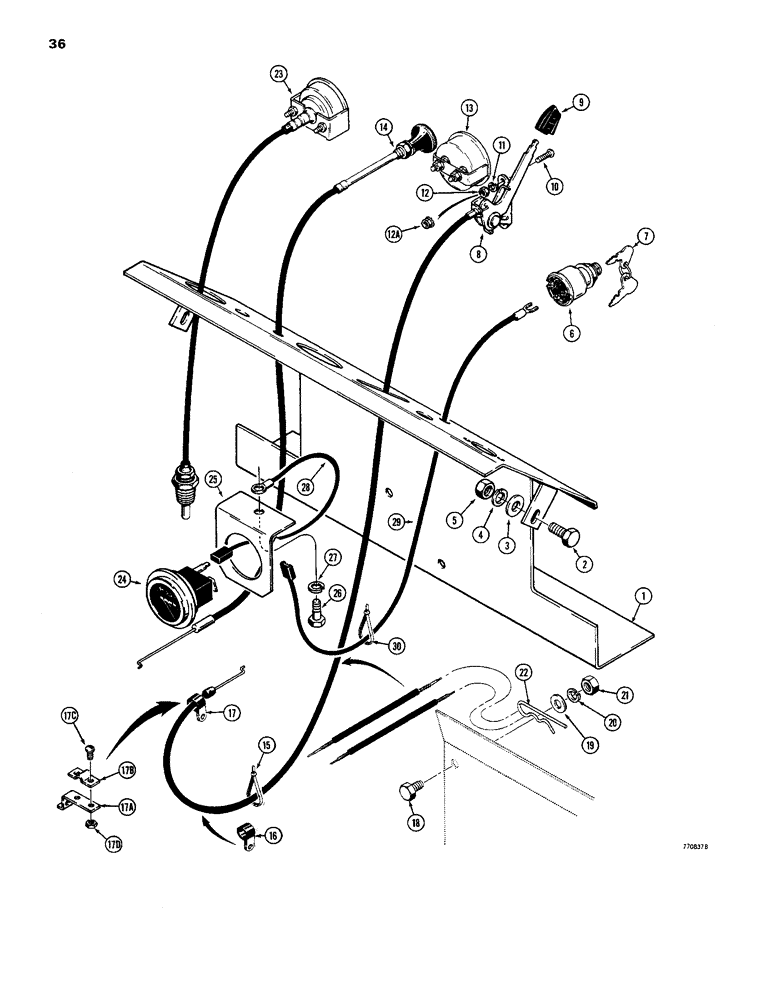 Схема запчастей Case 1816B - (36) - INSTRUMENT PANEL, ENGINE CONTROLS, AND HOURMETER (55) - ELECTRICAL SYSTEMS