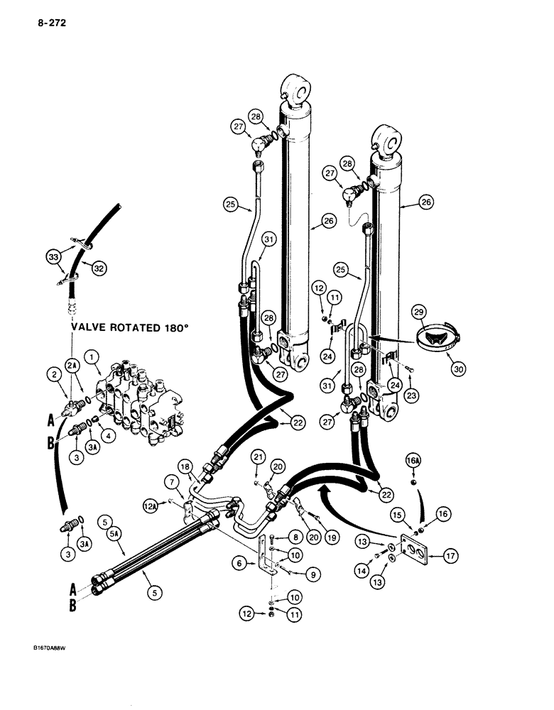 Схема запчастей Case 680K - (8-272) - BACKHOE BOOM CYLINDER HYDRAULIC CIRCUIT (08) - HYDRAULICS