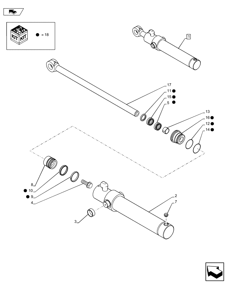 Схема запчастей Case 580SN WT - (35.723.0101) - FRONT LOADER HYDRAULIC SYSTEM - BUCKET CYLINDER (35) - HYDRAULIC SYSTEMS