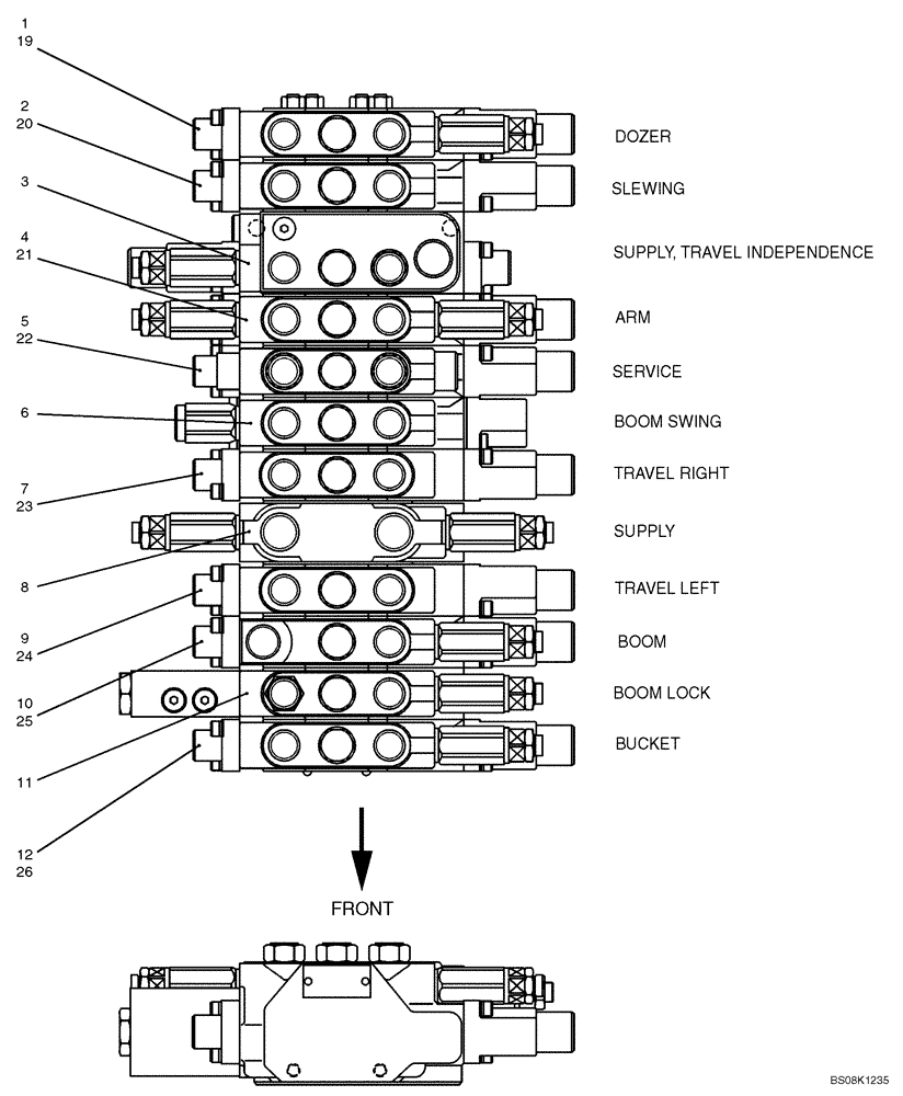 Схема запчастей Case CX27B BTW - (07-001) - VALVE ASSY, CONTROL 1 OF 2 (PM30V00051F1, PM30V00051F2) (35) - HYDRAULIC SYSTEMS