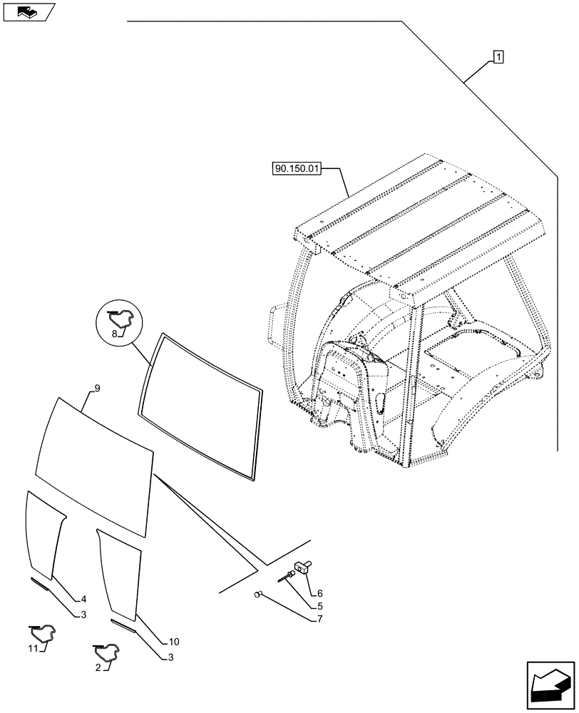 Схема запчастей Case 590SN - (88.090.08[02]) - DIA KIT, CANOPY CONVERSION NARROW -DLX (88) - ACCESSORIES