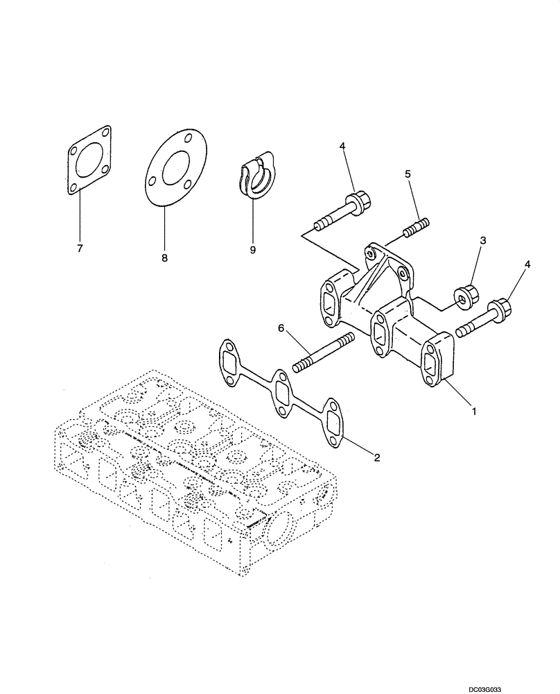 Схема запчастей Case CX25 - (02-12[00]) - MANIFOLD - EXHAUST (02) - ENGINE