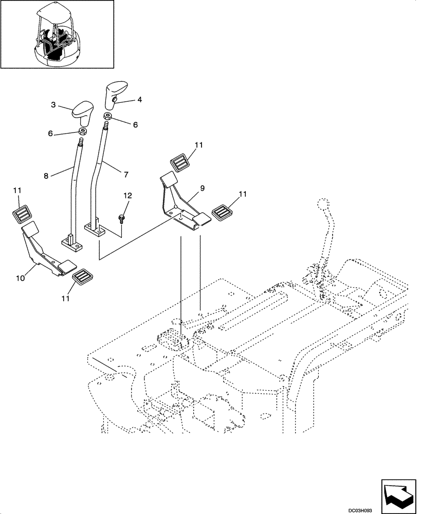 Схема запчастей Case CX25 - (09-31[00]) - CONTROL PEDAL AND LEVER ASSY (09) - CHASSIS/ATTACHMENTS