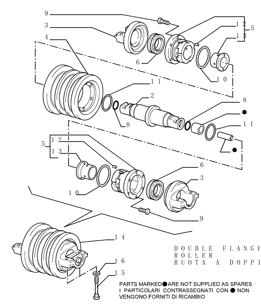 Схема запчастей Case 1850K LT - (9.342[02]) - TRACK FRAME - 8 ROLLERS LGP - OPTIONAL CODE 76078109 (19) - OPTIONS