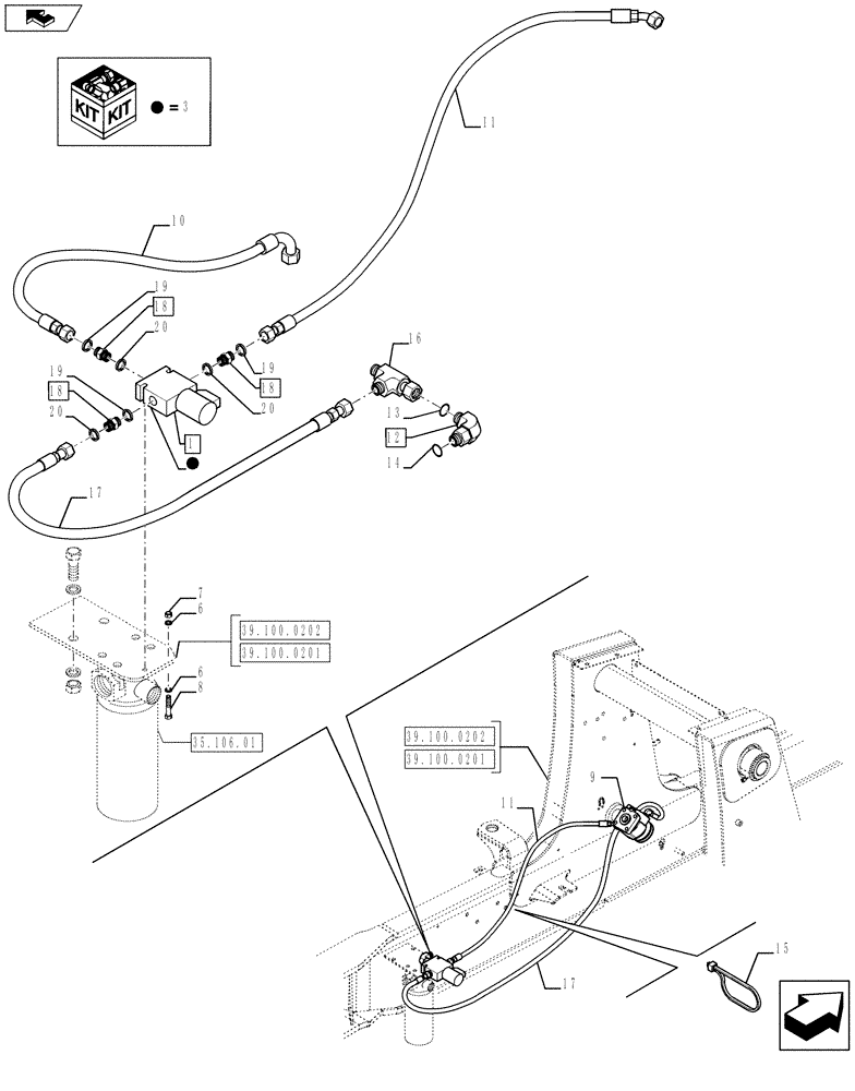 Схема запчастей Case 580SN WT - (35.432.0102) - VAR - 423011 - STEERING CONTROL VALVE (35) - HYDRAULIC SYSTEMS