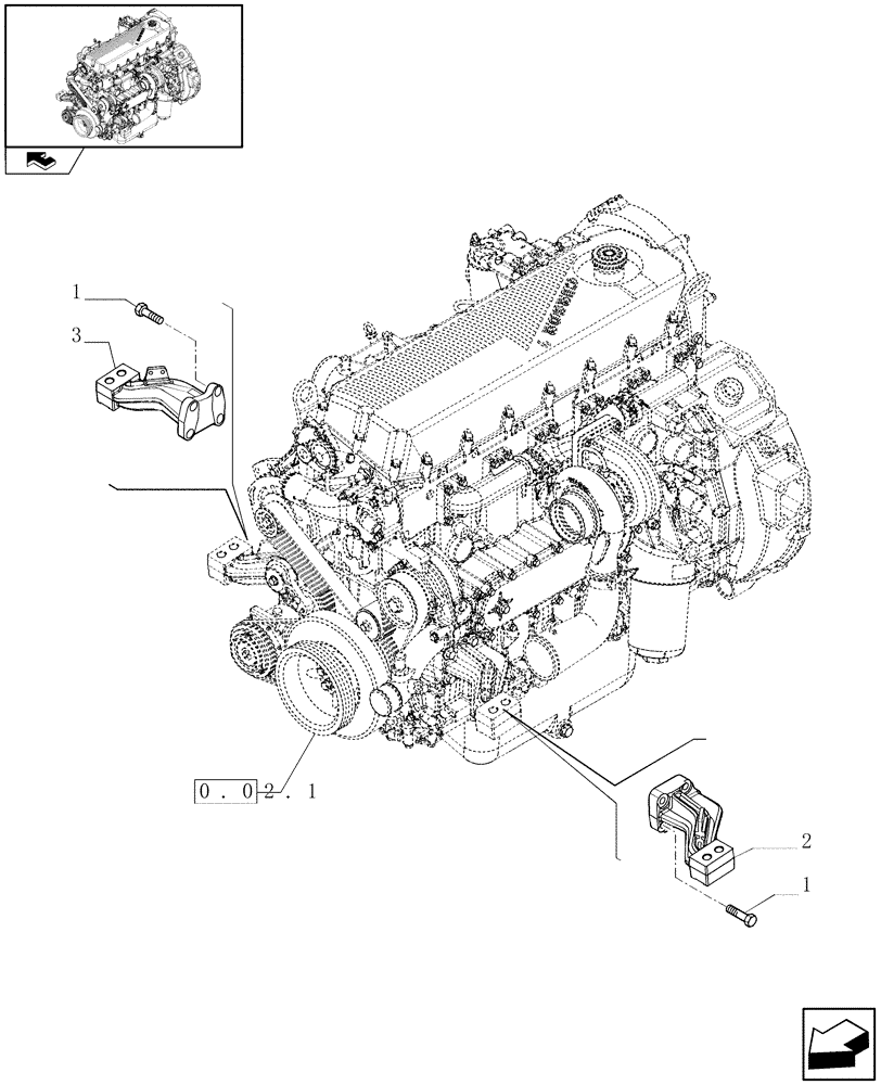 Схема запчастей Case F2CE9684E E015 - (0.04.4) - ENGINE SUSPENSION (504129590) 